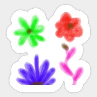 Blue pink orange watercolor floral art Sticker